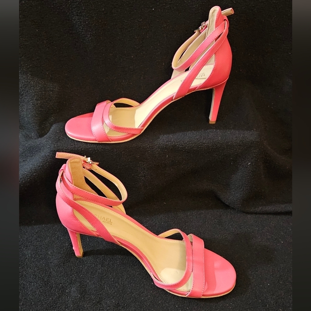 Michael Kors Dark Pink Rose Strappy Heels Sandals-Size 6.5M